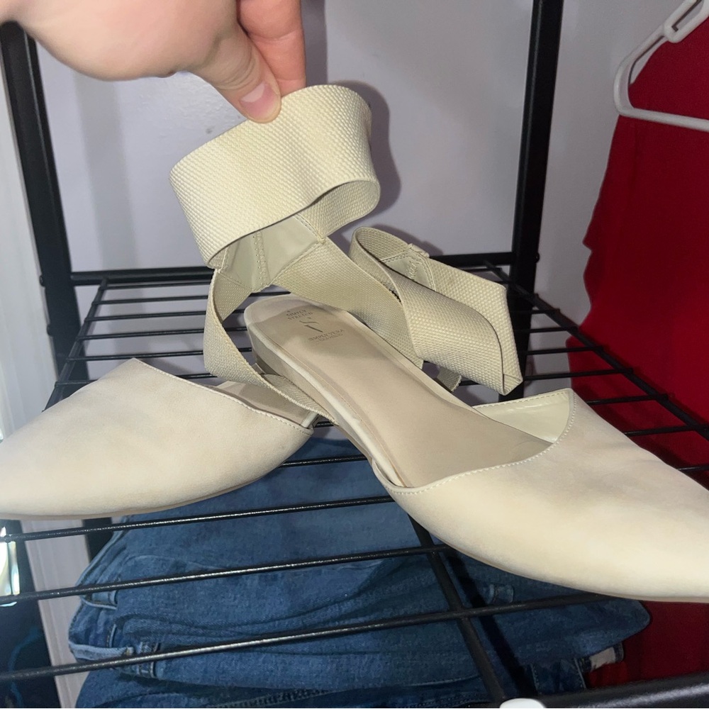 Converse Cream Flats with Wide Strap